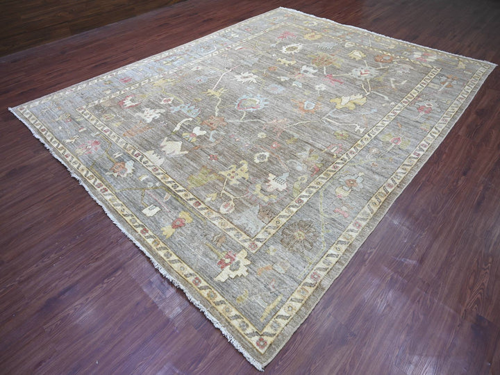 9'3" x 11'10" New Hand Knotted Brown Wool Rectangle Oriental Rug - MOA10222187