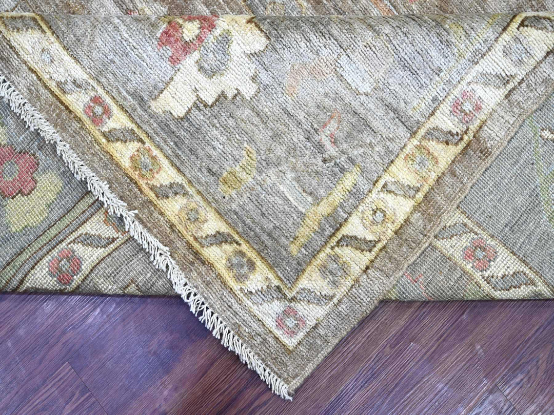 9'3" x 11'10" New Hand Knotted Brown Wool Rectangle Oriental Rug - MOA10222187