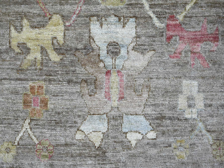 9'3" x 11'10" New Hand Knotted Brown Wool Rectangle Oriental Rug - MOA10222187
