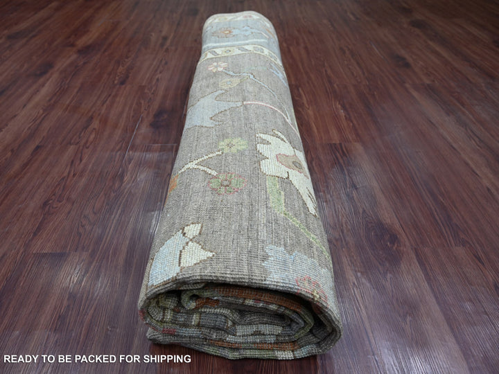 9'3" x 11'10" New Hand Knotted Brown Wool Rectangle Oriental Rug - MOA10222187