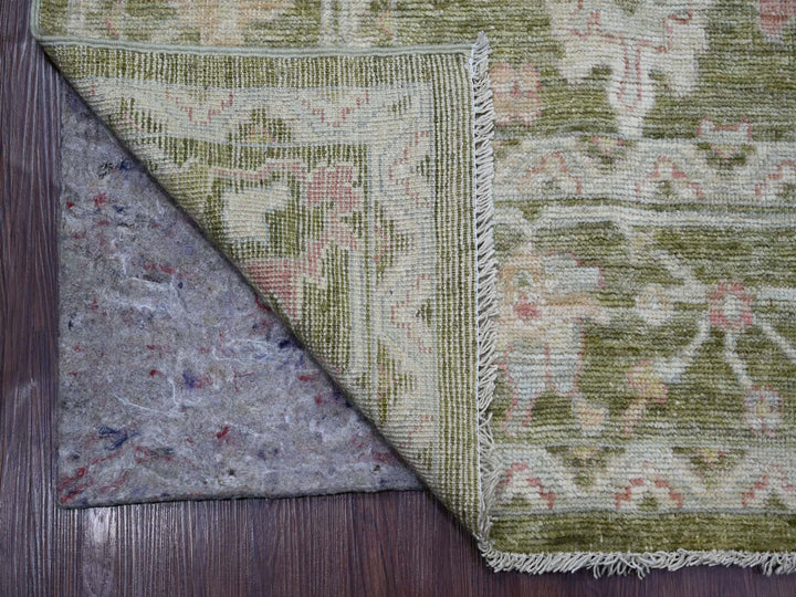 7'0" x 11'10" New Hand Knotted Green Wool Rectangle Oriental Rug - MOA10222188