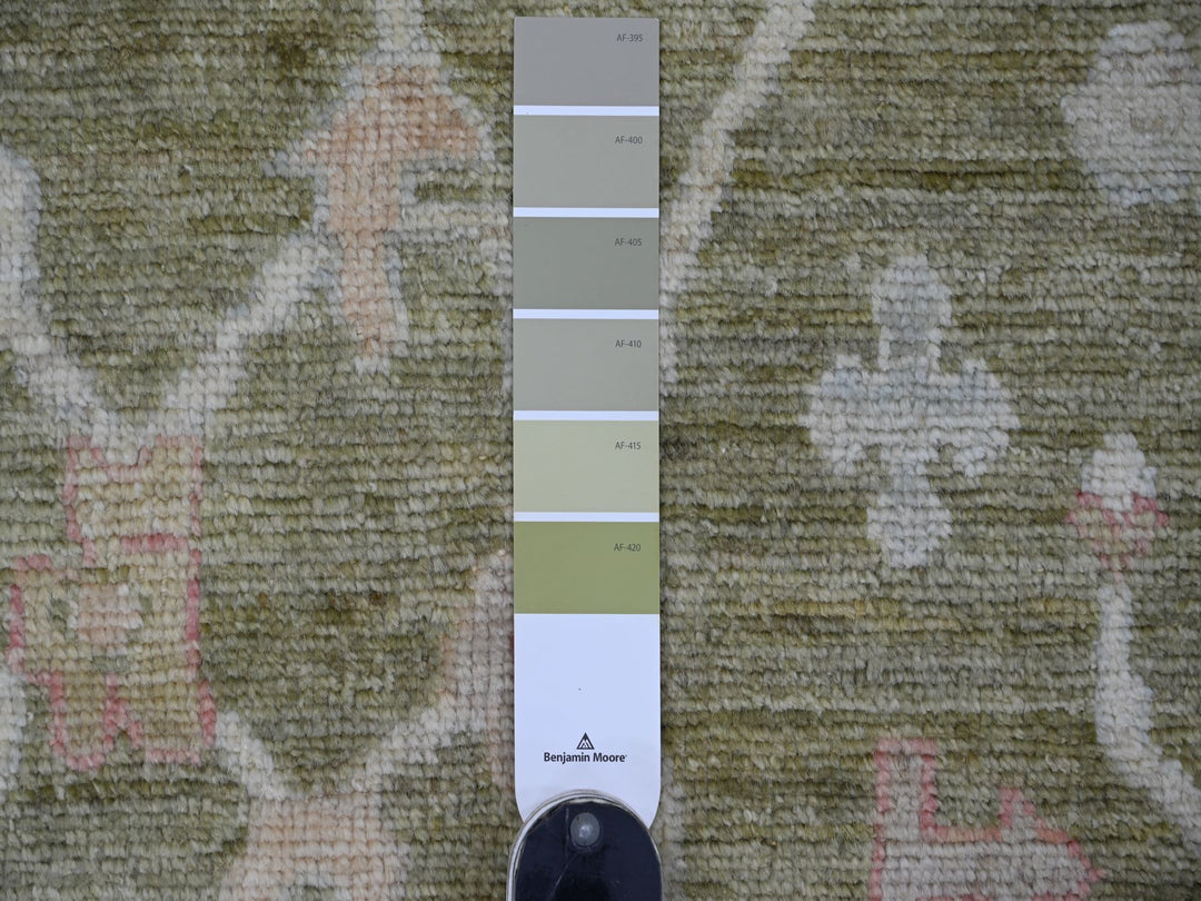 7'0" x 11'10" New Hand Knotted Green Wool Rectangle Oriental Rug - MOA10222188