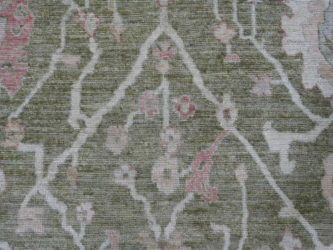 7'0" x 11'10" New Hand Knotted Green Wool Rectangle Oriental Rug - MOA10222188