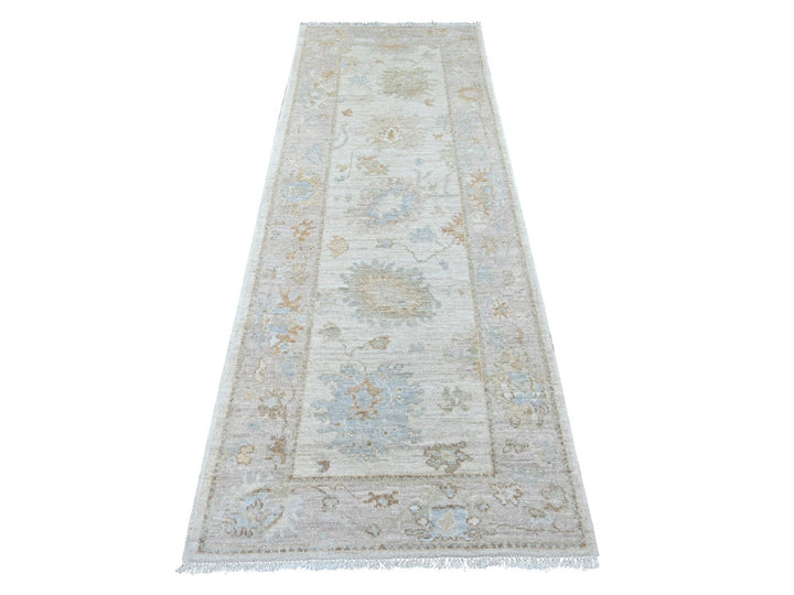 2'11" x 7'11" New Hand Knotted Grey Wool Runner Oriental Rug - MOA10222191