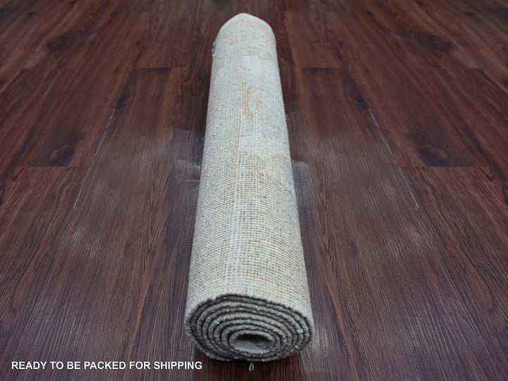 2'11" x 7'11" New Hand Knotted Grey Wool Runner Oriental Rug - MOA10222191