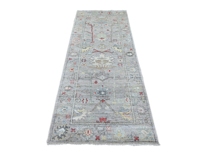 3'3" x 7'10" New Hand Knotted Grey Wool Runner Oriental Rug - MOA10222192