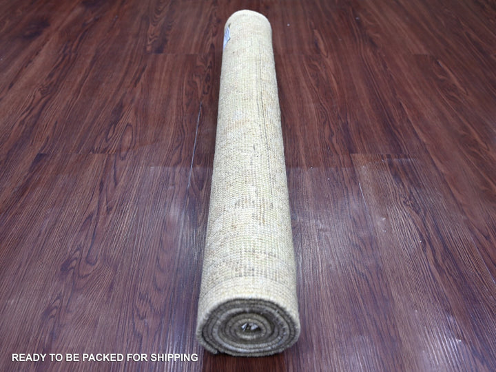 2'11" x 6'4" New Hand Knotted Ivory Wool Runner Oriental Rug - MOA10222193