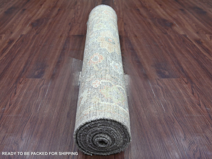 2'11" x 14'11" New Hand Knotted Brown Wool Runner Oriental Rug - MOA10222194