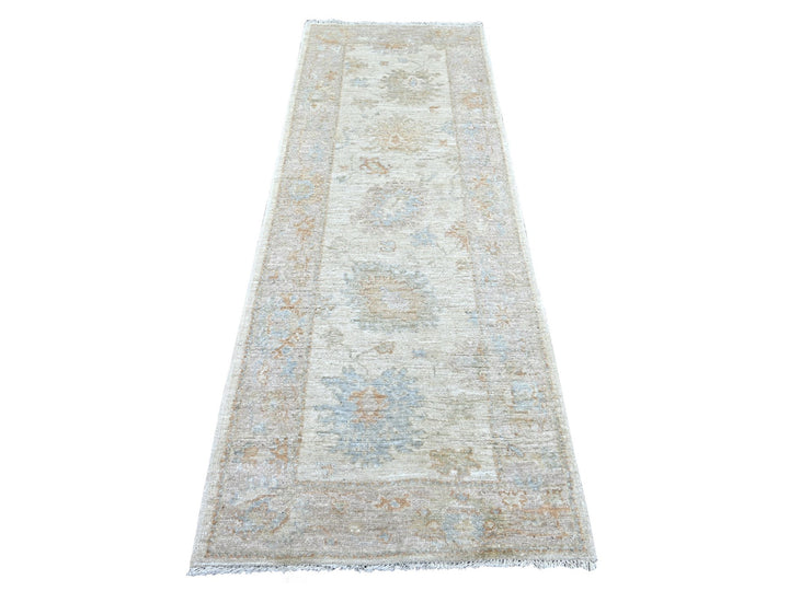 2'10" x 7'10" New Hand Knotted Ivory Wool Runner Oriental Rug - MOA10222195