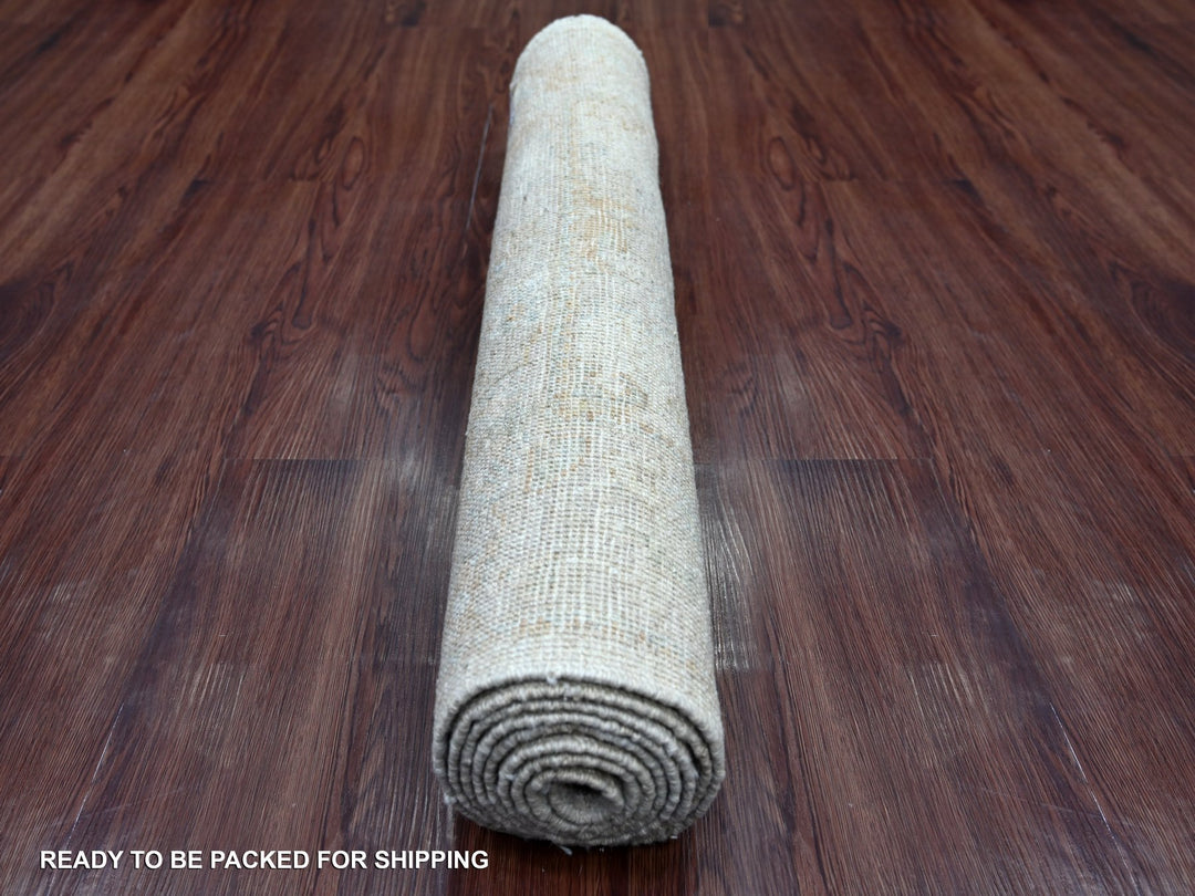 2'10" x 7'10" New Hand Knotted Ivory Wool Runner Oriental Rug - MOA10222195