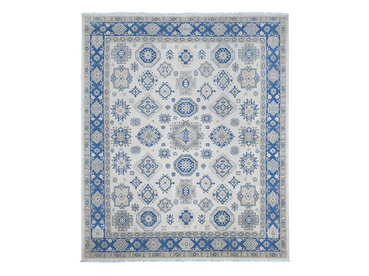 7'9" x 9'3" New Hand Knotted Ivory Wool Rectangle Oriental Rug - MOA10222196