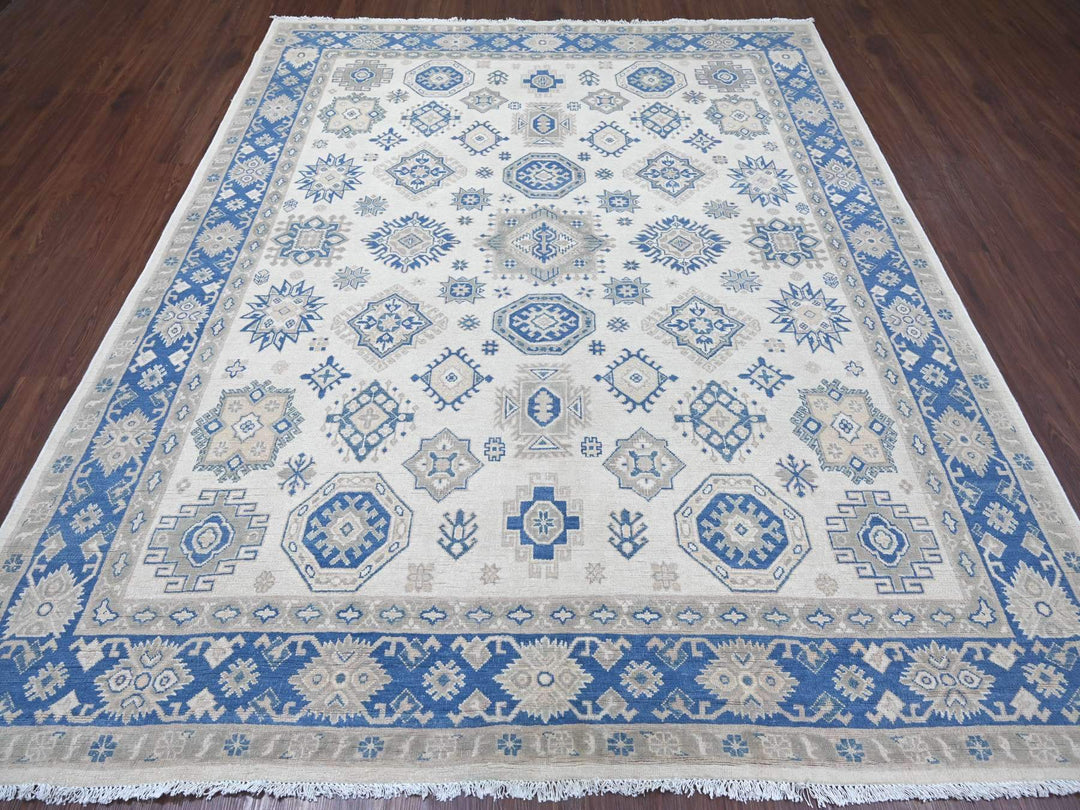 7'9" x 9'3" New Hand Knotted Ivory Wool Rectangle Oriental Rug - MOA10222196