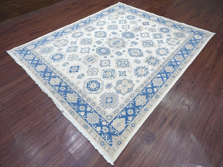7'9" x 9'3" New Hand Knotted Ivory Wool Rectangle Oriental Rug - MOA10222196