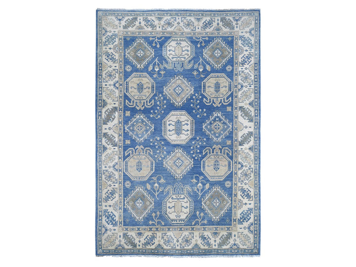 5'10" x 8'8" New Hand Knotted Blue Wool Rectangle Oriental Rug - MOA10222197