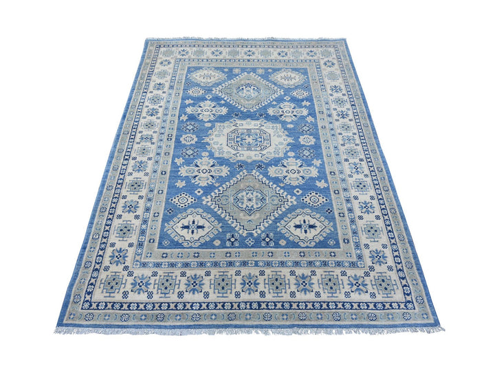 4'10" x 6'8" New Hand Knotted Blue Wool Rectangle Oriental Rug - MOA10222198