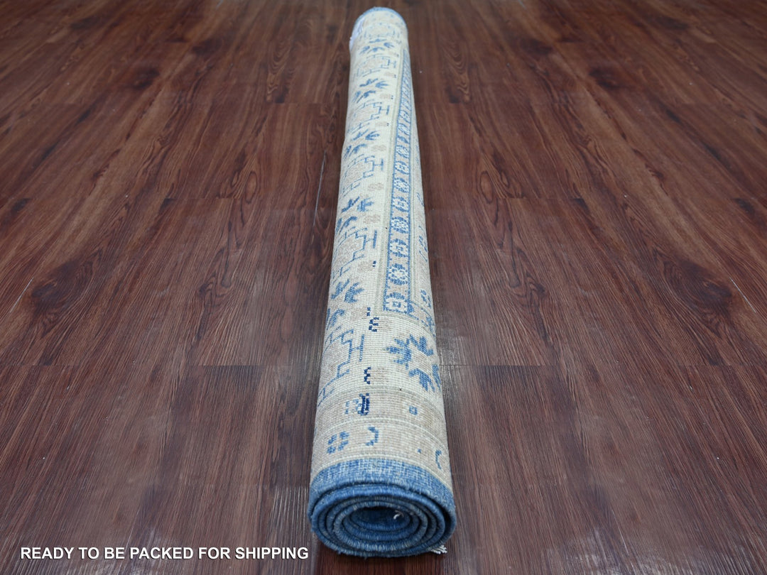 4'10" x 6'8" New Hand Knotted Blue Wool Rectangle Oriental Rug - MOA10222198