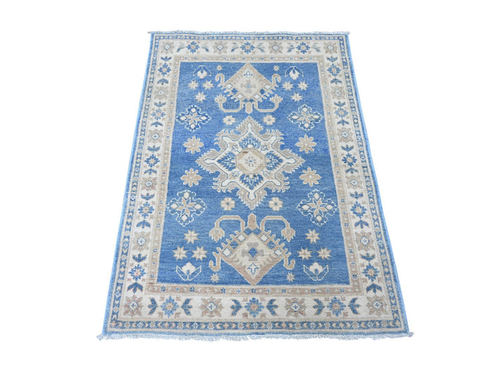 3'4" x 4'7" New Hand Knotted Blue Wool Rectangle Oriental Rug - MOA10222199