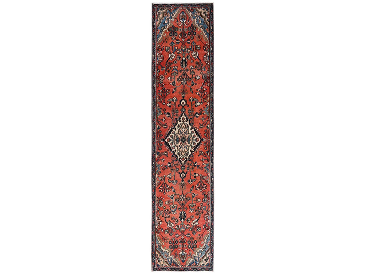2'9" x 12'2" Vintage Hand Knotted Orange Wool Runner Oriental Rug - MOA1022219