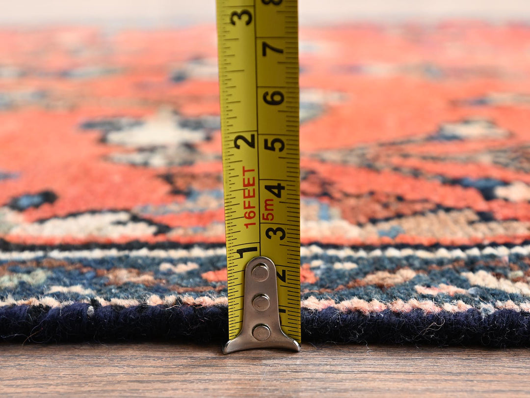 2'9" x 12'2" Vintage Hand Knotted Orange Wool Runner Oriental Rug - MOA1022219