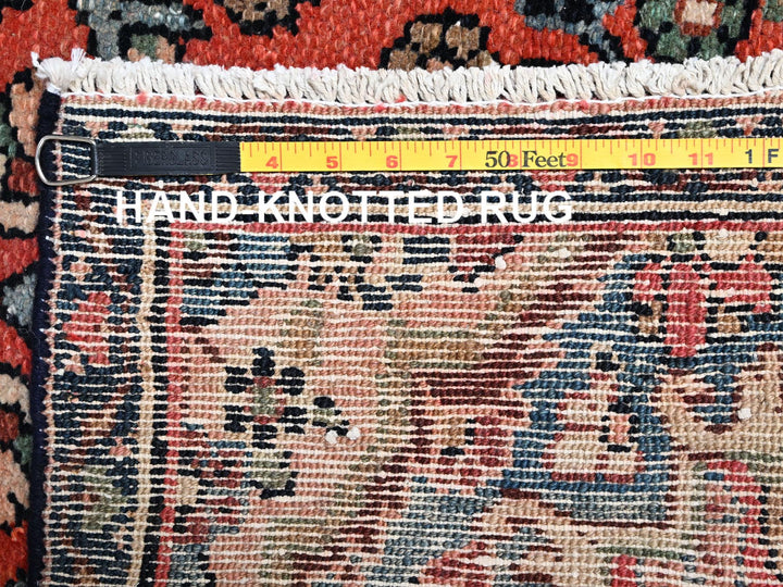 2'9" x 12'2" Vintage Hand Knotted Orange Wool Runner Oriental Rug - MOA1022219
