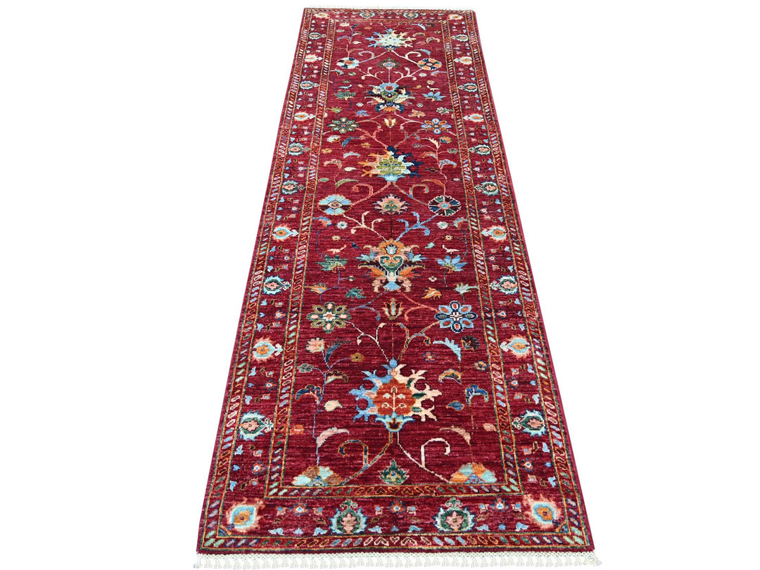 2'9" x 8'3" New Hand Knotted Red Wool Runner Oriental Rug - MOA10222202