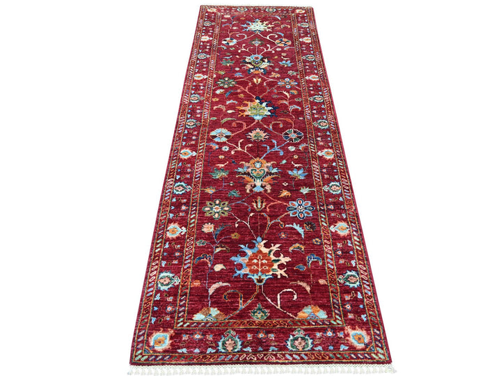 2'9" x 8'3" New Hand Knotted Red Wool Runner Oriental Rug - MOA10222202