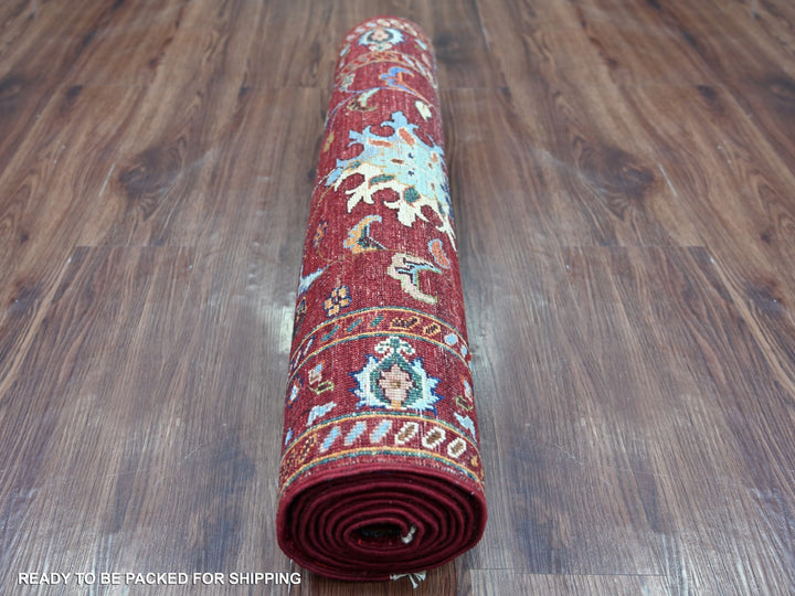 2'9" x 8'3" New Hand Knotted Red Wool Runner Oriental Rug - MOA10222202