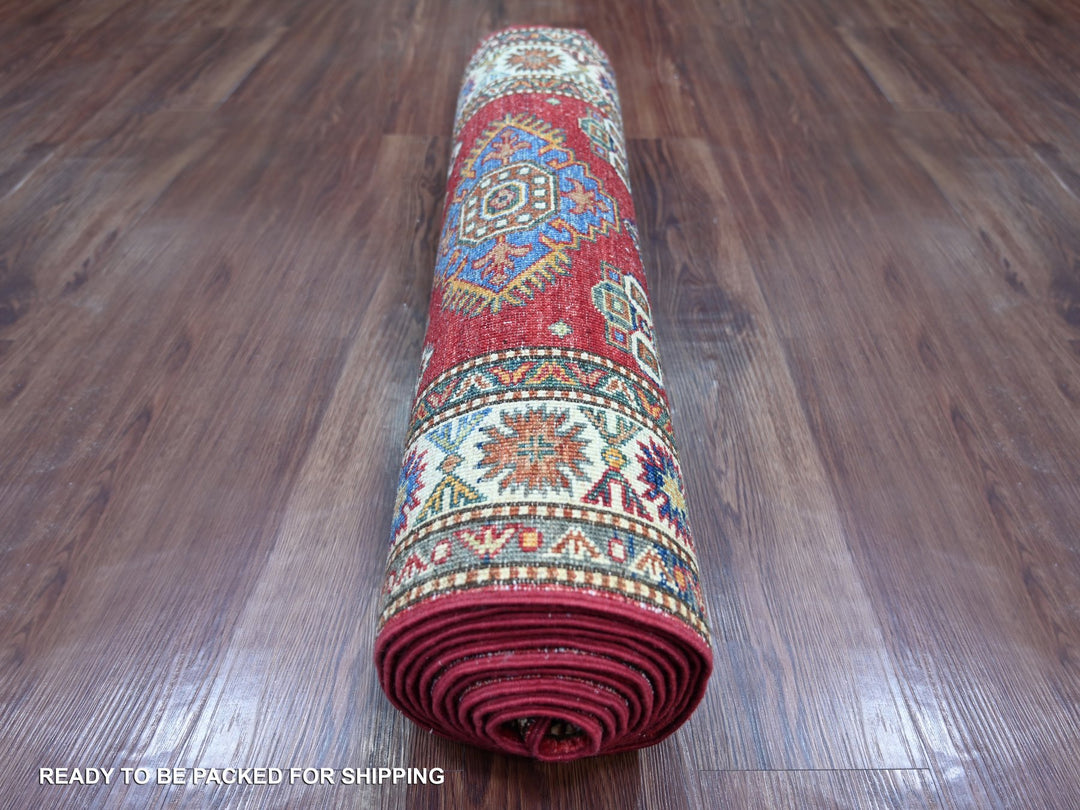 2'8" x 12'10" New Hand Knotted Red Wool Runner Oriental Rug - MOA10222203