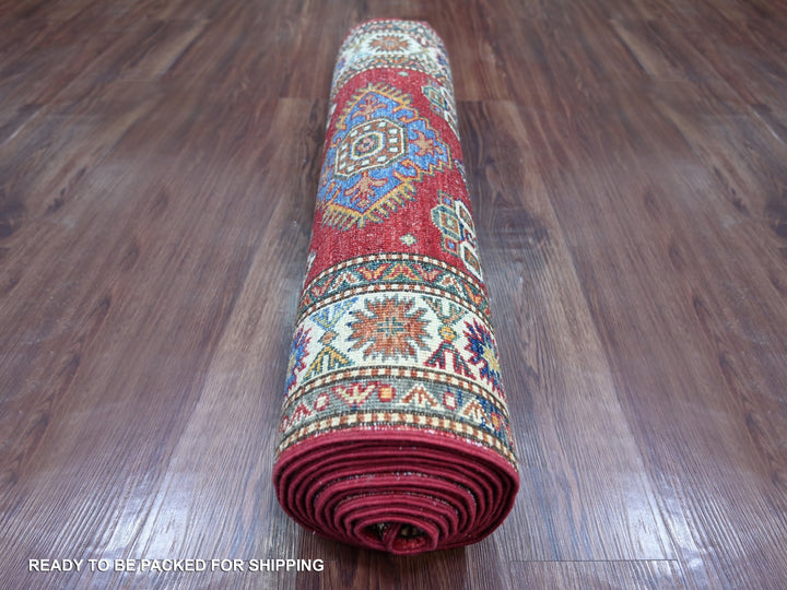 2'8" x 12'10" New Hand Knotted Red Wool Runner Oriental Rug - MOA10222203