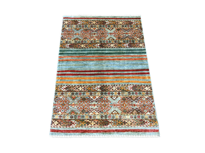 2'10" x 4'0" New Hand Knotted Grey Wool Rectangle Oriental Rug - MOA10222204