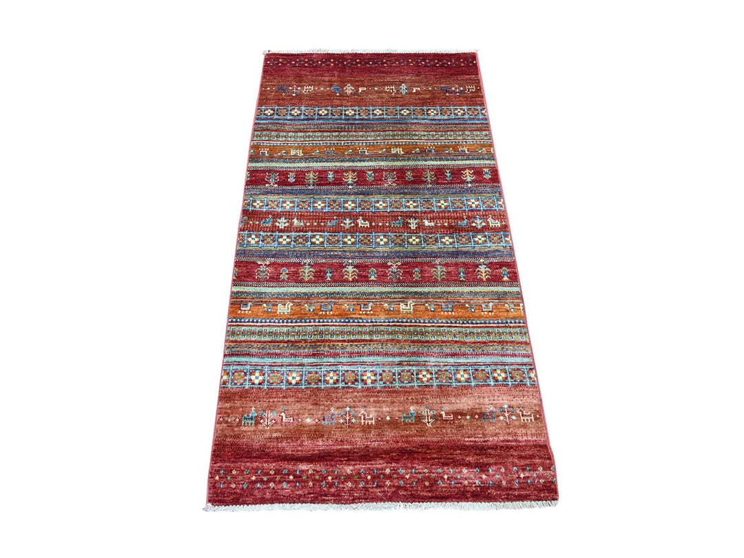 2'7" x 5'0" New Hand Knotted Red Wool Rectangle Oriental Rug - MOA10222205
