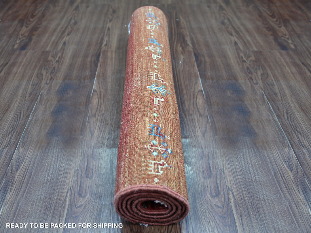 2'7" x 5'0" New Hand Knotted Red Wool Rectangle Oriental Rug - MOA10222205