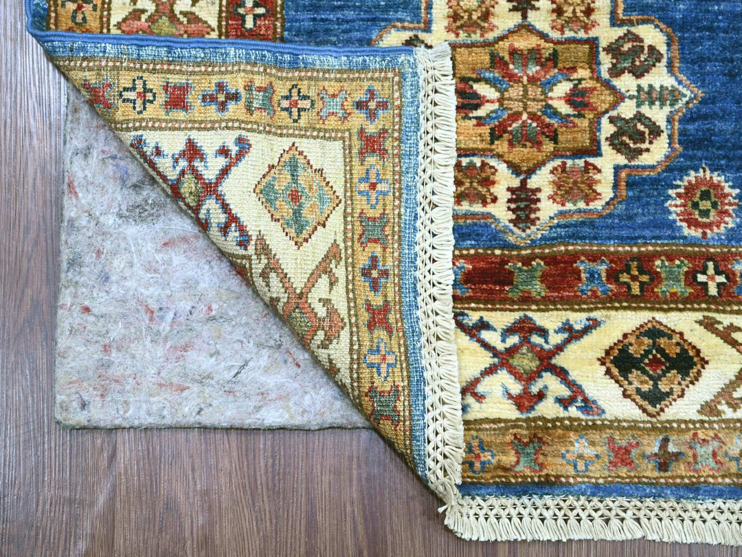 2'6" x 12'11" New Hand Knotted Blue Wool Runner Oriental Rug - MOA10222207
