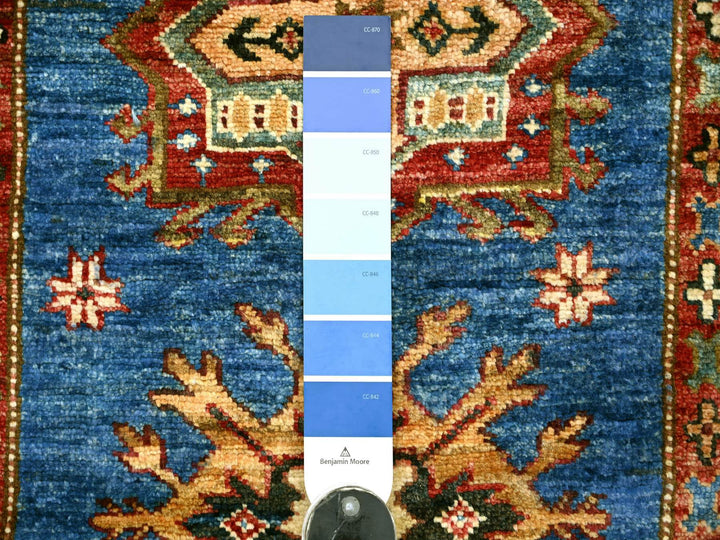 2'6" x 12'11" New Hand Knotted Blue Wool Runner Oriental Rug - MOA10222207