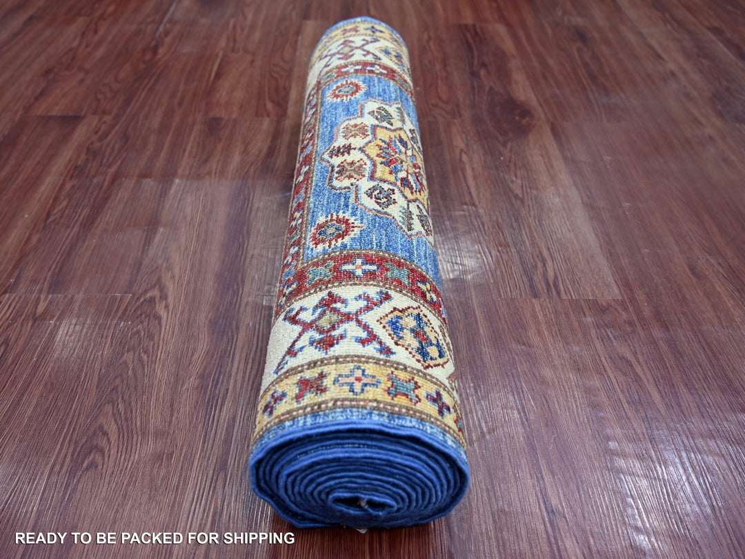 2'6" x 12'11" New Hand Knotted Blue Wool Runner Oriental Rug - MOA10222207