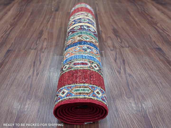 2'0" x 6'1" New Hand Knotted Red Wool Runner Oriental Rug - MOA10222208