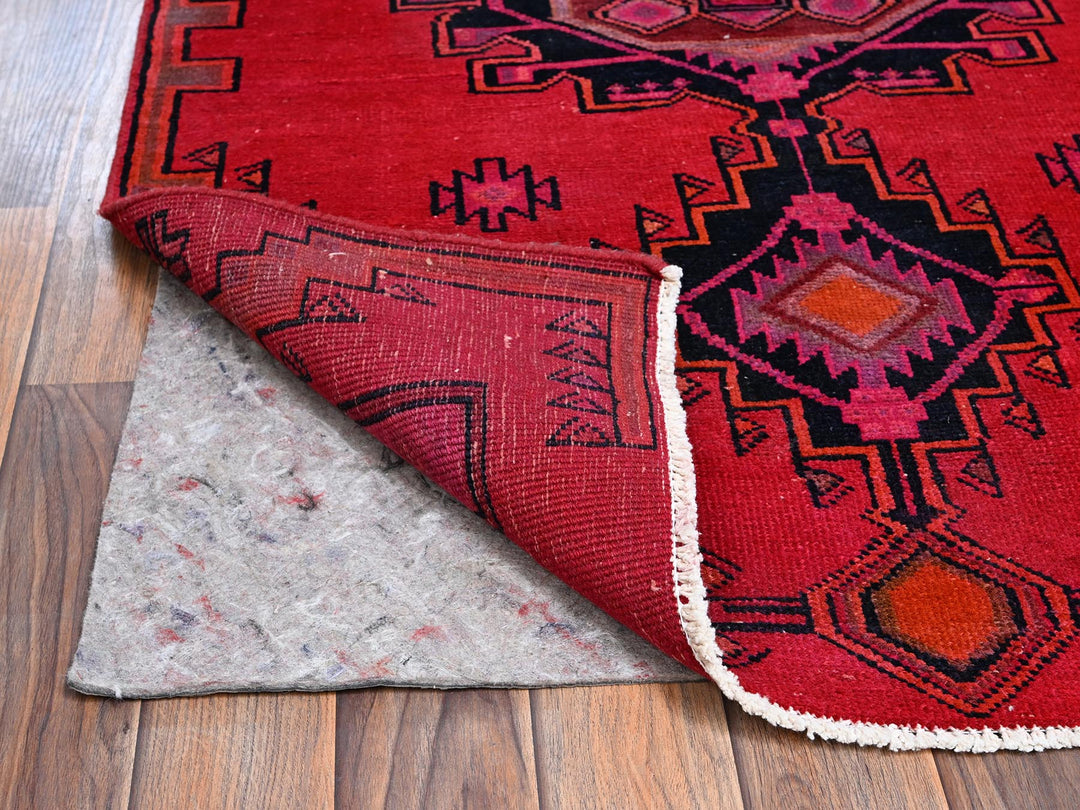 3'1" x 12'4" Vintage Hand Knotted Red Wool Runner Oriental Rug - MOA1022220
