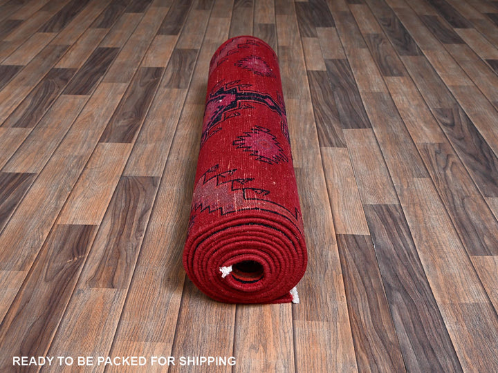 3'1" x 12'4" Vintage Hand Knotted Red Wool Runner Oriental Rug - MOA1022220