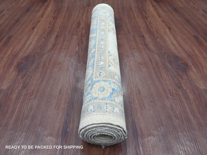 2'10" x 7'8" New Hand Knotted Ivory Wool Runner Oriental Rug - MOA10222213