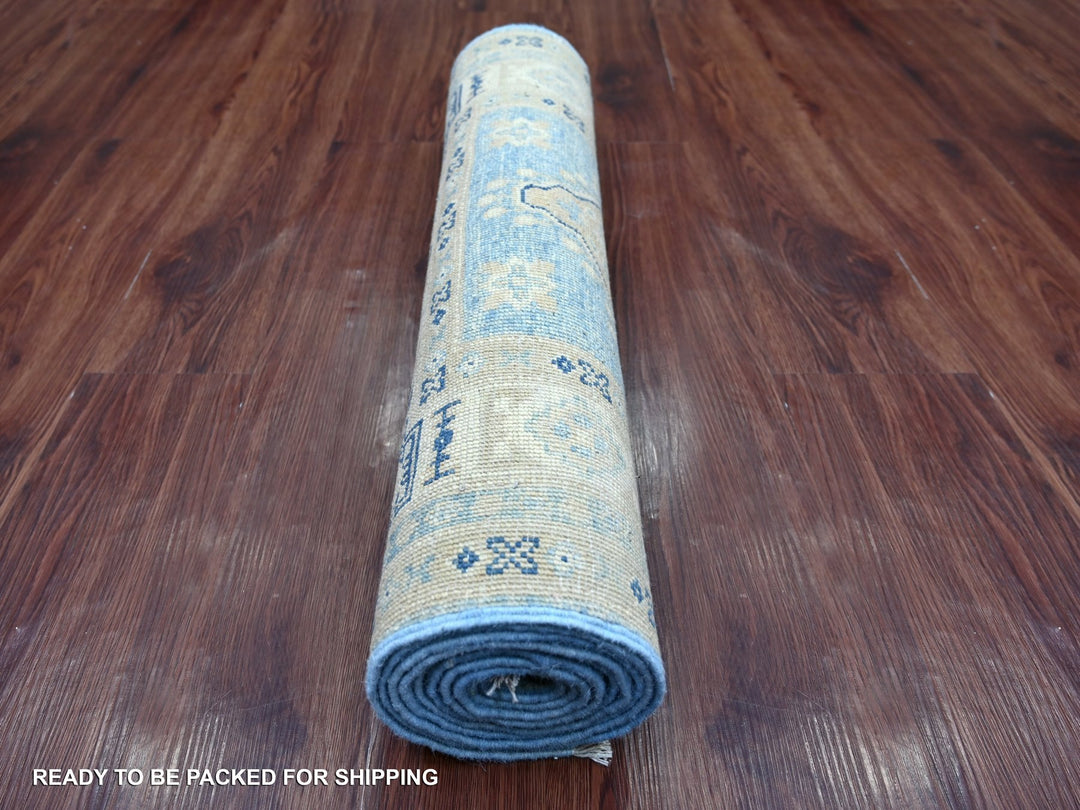2'8" x 9'7" New Hand Knotted Blue Wool Runner Oriental Rug - MOA10222214