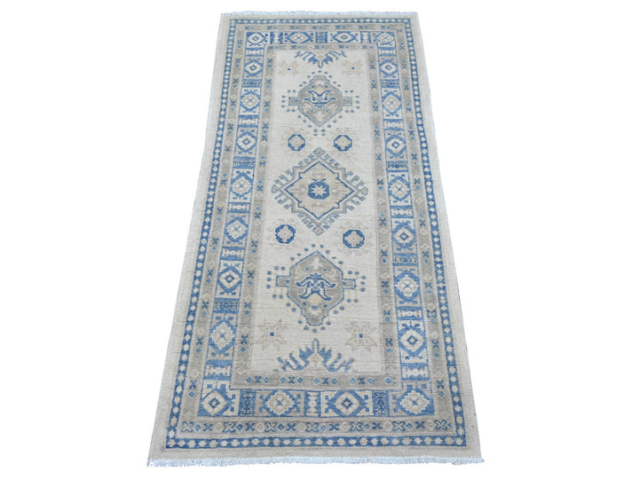 2'6" x 5'3" New Hand Knotted Ivory Wool Runner Oriental Rug - MOA10222215