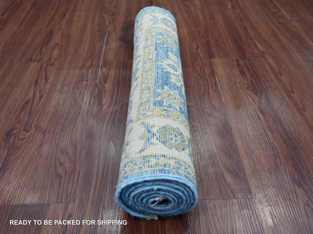 1'11" x 5'7" New Hand Knotted Blue Wool Runner Oriental Rug - MOA10222216