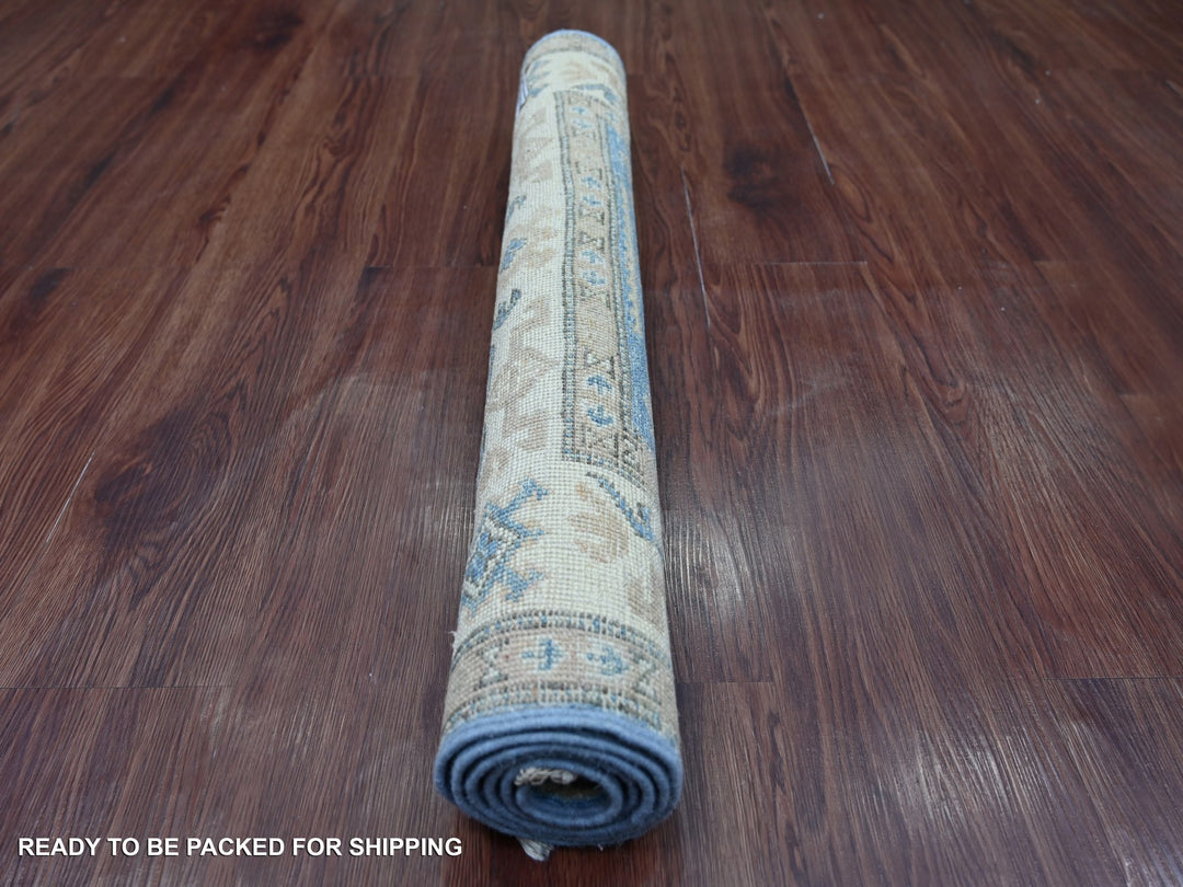 2'9" x 4'2" New Hand Knotted Blue Wool Rectangle Oriental Rug - MOA10222217