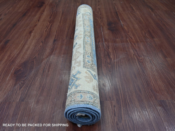 2'9" x 4'2" New Hand Knotted Blue Wool Rectangle Oriental Rug - MOA10222217