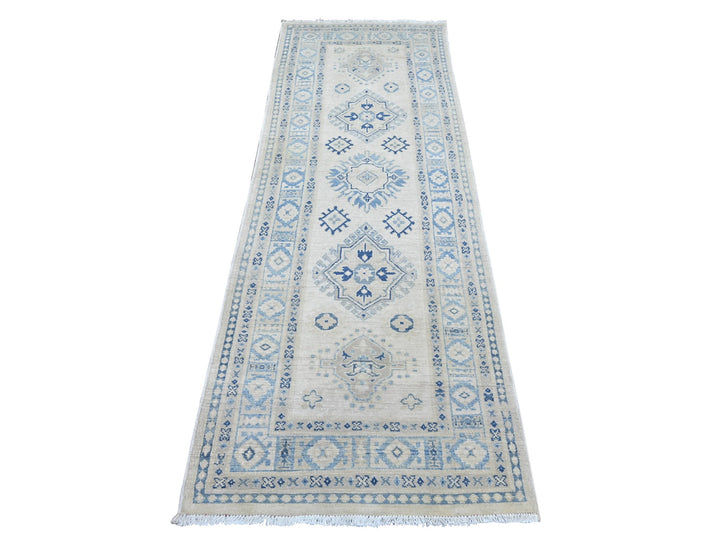 2'9" x 7'7" New Hand Knotted Ivory Wool Runner Oriental Rug - MOA10222218