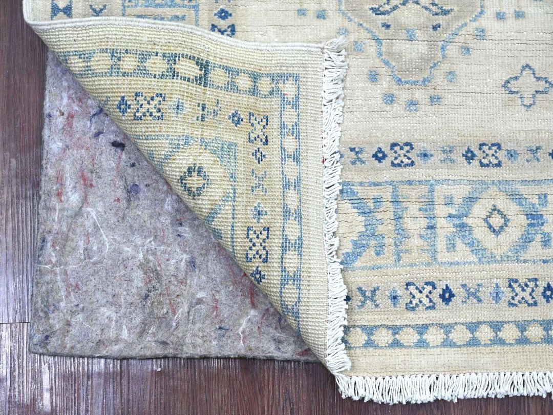 2'9" x 7'7" New Hand Knotted Ivory Wool Runner Oriental Rug - MOA10222218
