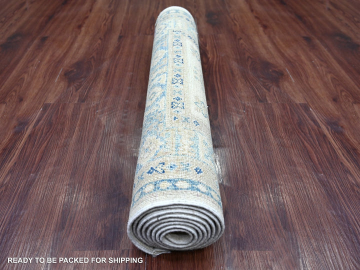 2'9" x 7'7" New Hand Knotted Ivory Wool Runner Oriental Rug - MOA10222218