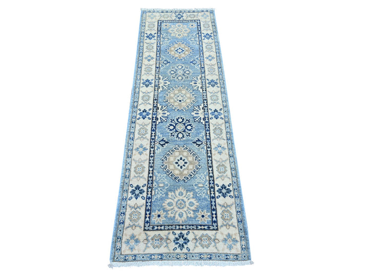 1'11" x 6'1" New Hand Knotted Blue Wool Runner Oriental Rug - MOA10222219