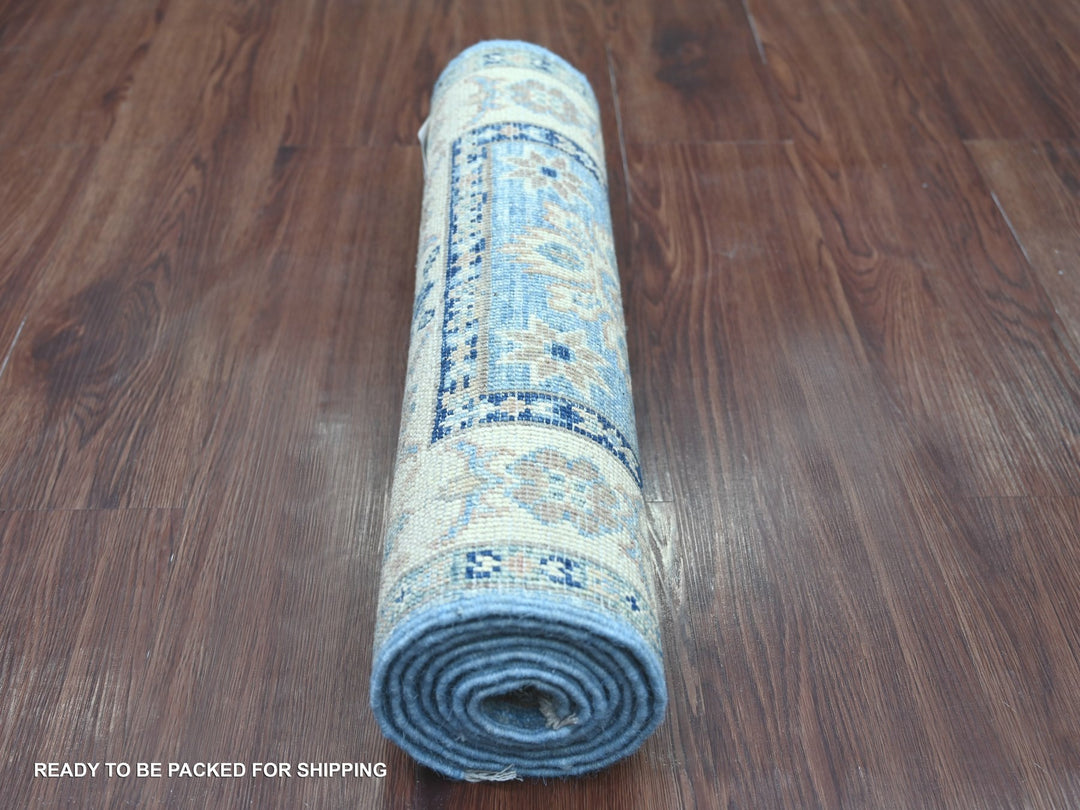 1'11" x 6'1" New Hand Knotted Blue Wool Runner Oriental Rug - MOA10222219