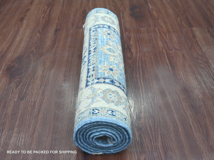 1'11" x 6'1" New Hand Knotted Blue Wool Runner Oriental Rug - MOA10222219